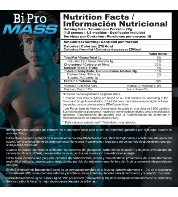 Bipro Mass 24 Como hacer una tabla nutricional