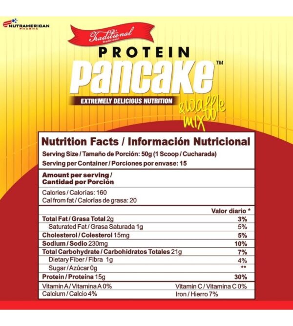 Informacion nutricional de pancakes de proteina