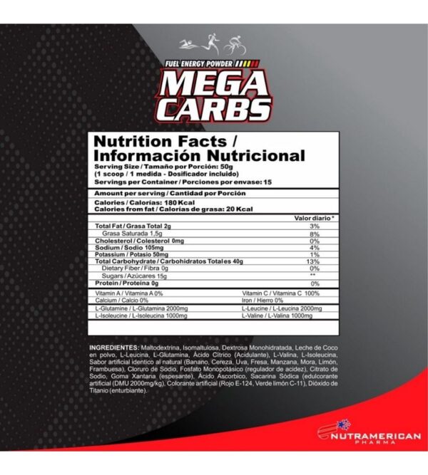 Mega carbs informacion nutricional
