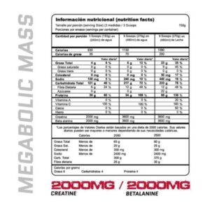 Beneficios megabolic mass x 2 lbs