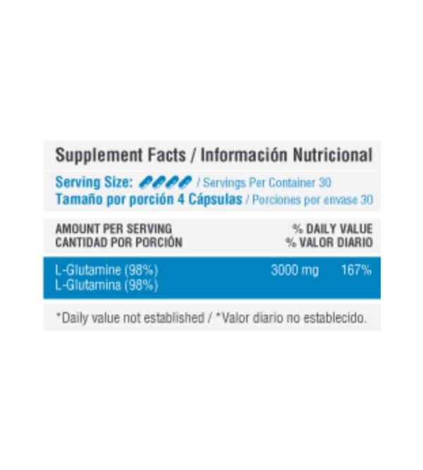 L-glutamine 3.000 mg x 120 Capsulas - Image 2